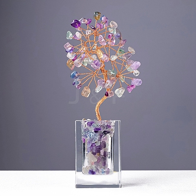 Natural Fluorite Chips Money Tree Display Decorations PW-WG1CBB9-07-1
