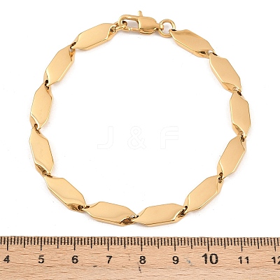 304 Stainless Steel Rhombus Link Chain Bracelets for Men Women BJEW-G766-04G-1