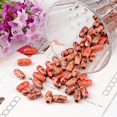 Printed Natural Wood Beads X-WOOD-R246-M-1