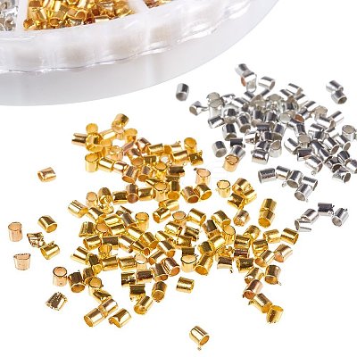 1 Box 3 Color Column Brass Crimp Beads for Jewelry Making Size 1.5~2x1.5~2mm KK-PH0009-02-B-1