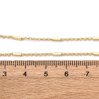 Brass Cuboid Link Rolo Chain Necklaces MAK-L045-02G-1