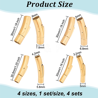 4 Sets 4 Styles 316L Surgical Stainless Steel Bayonet Clasps STAS-OC0001-16-1