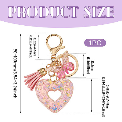 Heart with Butterfly Resin Keychains KEYC-TADJ0001-01A-1
