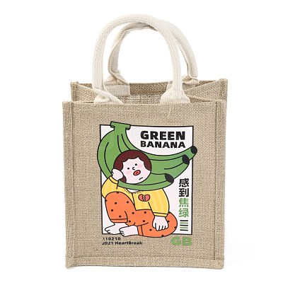 Jute Tote Bags Soft Cotton Handles Laminated Interior ABAG-F003-09D-1