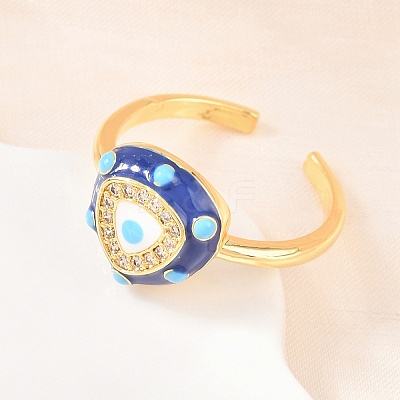 Brass Micro Pave Cubic Zirconia Cuff Open Rings for Women RJEW-K264-16G-02-1
