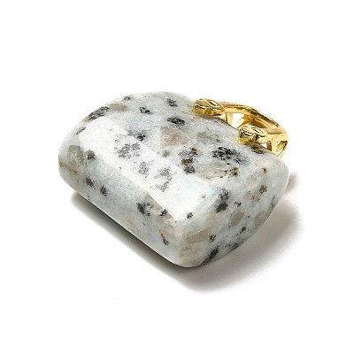Natural Sesame Jasper Brass Pendants KK-E274-01G-23-1