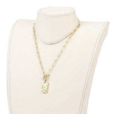 Brass Micro Pave Clear Cubic Zirconia Pendant Necklaces NJEW-JN03103-02-1