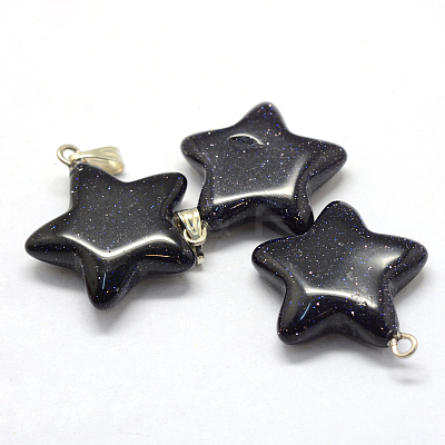 Star Synthetic Blue Goldstone Pendants G-Q367-06-1