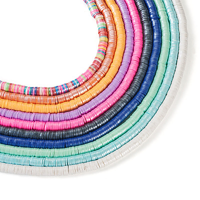 10 Strands 10 Colors Handmade Polymer Clay Beads Strands CLAY-TA0001-20-1