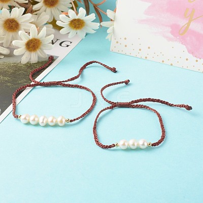 Mother's Day Adjustable Nylon Thread Cord Bracelets Sets for Mom & Daughter BJEW-JB06528-02-1