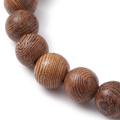 5Pcs 5 Style Natural Wenge Wood Round Beaded Stretch Bracelets Set BJEW-JB10012-1