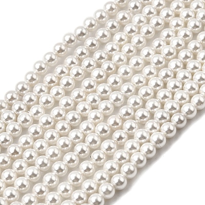 Electroplated Shell Pearl Beads Strands X-BSHE-K017-4mm-1
