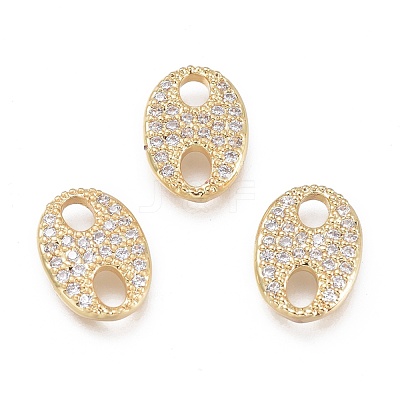 Brass Micro Pave Clear Cubic Zirconia Links KK-O127-04G-1