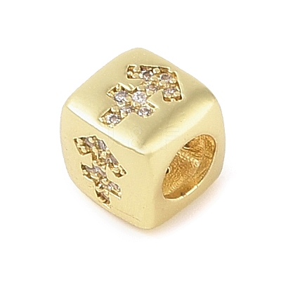 Brass Micro Pave Clear Cubic Zirconia European Beads KK-K368-01G-09-1