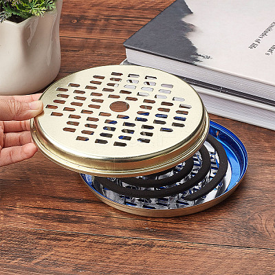 Tinplate Mosquito Coil Holder AJEW-WH0042-69LG-1