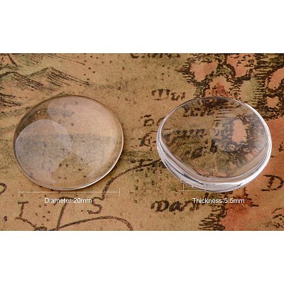 20mm Flat Back Cleared Glass Cabochons Transparent Dome Tile Jewelry Making Supplies for Photo Craft GGLA-PH0001-03A-B-1