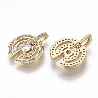 Brass Micro Pave Clear Cubic Zirconia Pendants KK-S356-071-NF-1