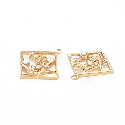 Brass Micro Pave Clear Cubic Zirconia Pendants KK-S356-748-1