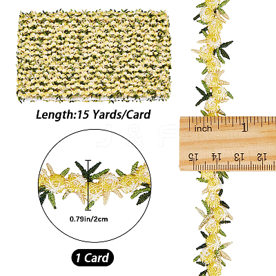 15 Yards Flower Polyester Embroidery Lace Ribbon OCOR-WH0070-77H-1