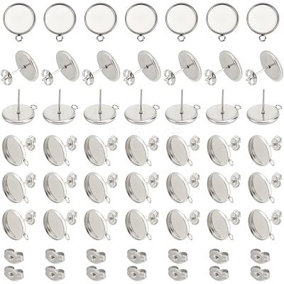 304 Stainless Steel Stud Earring Settings STAS-UN0019-14P-1
