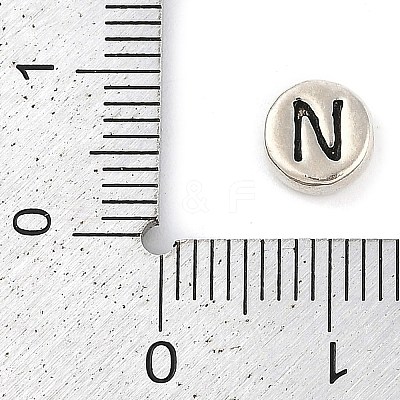 925 Sterling Silver Flat Round with Letter Beads LS-STER-G044-01AS-N-1