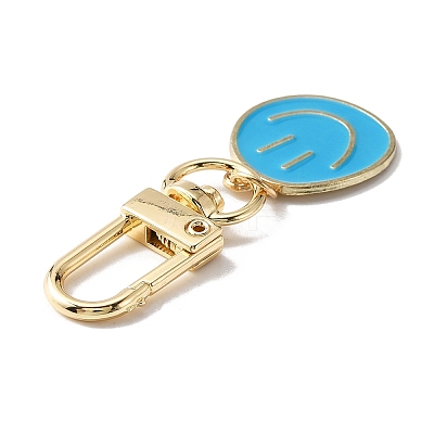 Smiling Face Enamel Pendant Decorations KEYC-WH0036-08LG-01-1