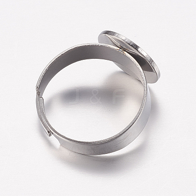 Tarnish Resistant Adjustable 304 Stainless Steel Finger Rings Components STAS-F149-20P-1