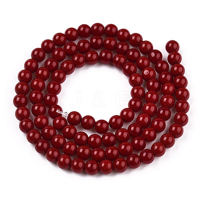 Opaque Solid Color Glass Beads Strands GLAA-T032-P4mm-05-1