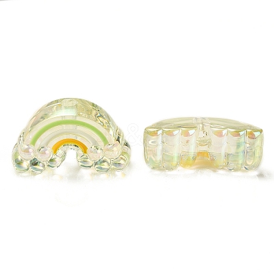 UV Plating Rainbow Iridescent Acrylic Enamel Beads OACR-G012-08C-1