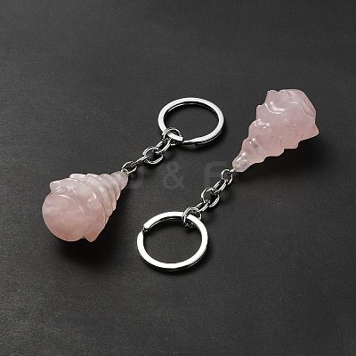 Natural Rose Quartz Keychain G-G997-D06-1