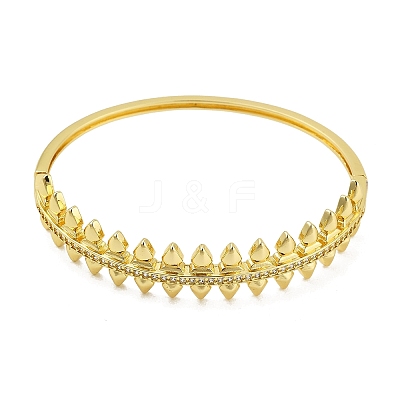 Brass Micro Pave Clear Cubic Zirconia Hinged Bangles for Women BJEW-S168-02G-1