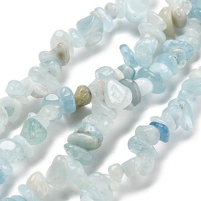Natural Aquamarine Chip Beads Strands G-L154-19-1