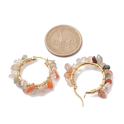 Natural Rutilated Quartz Hoop Earring EJEW-JE05709-06-1