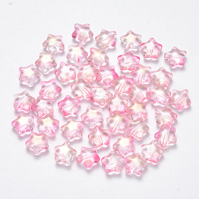 Spray Painted Glass Beads GLAA-R211-04-E01-1