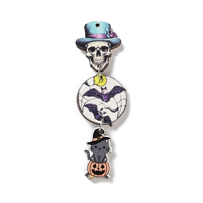 Halloween Theme Wood Big Pendants WOOD-Z004-09F-1