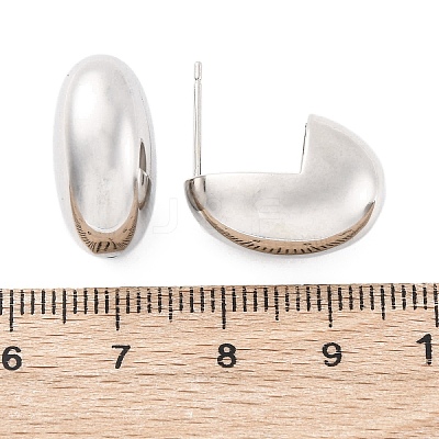 Oval Brass Stud Earrings EJEW-Q015-20B-P-1