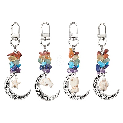 Alloy Hollow Moon Pendant Decorations HJEW-JM01613-02-1