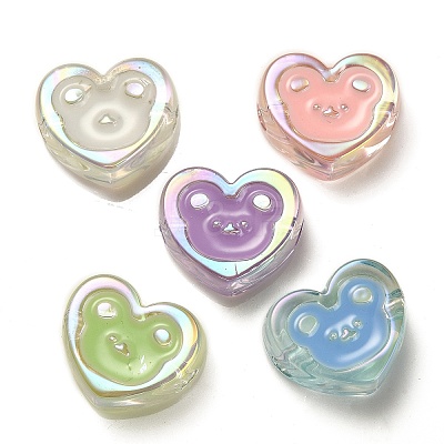 UV Plating Rainbow Iridescent Acrylic Enamel Beads X-OACR-G012-12-1