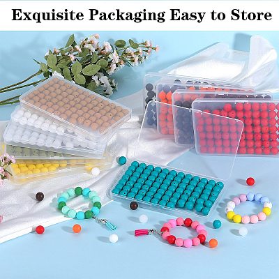 80Pcs Round Silicone Focal Beads SIL-SZ0001-24-02-1