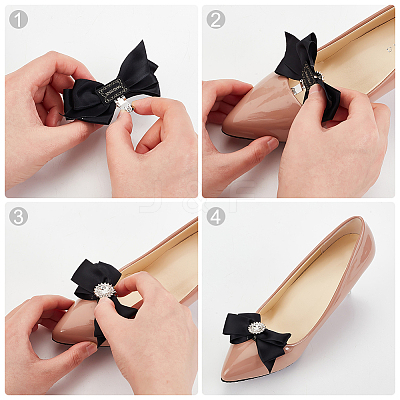 Polyester Bowknot Shoe Decorations AJEW-WH0323-22P-1