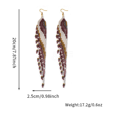Bohemian Long Tassel Glass Seed Beaded Dangle Earrings for Women LS-IW9172-1-1