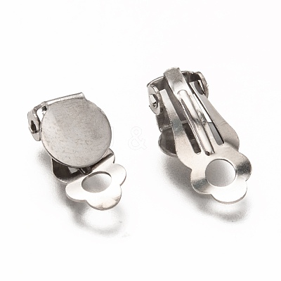 Tarnish Resistant 304 Stainless Steel Clip-on Earring Findings X-STAS-L259-001C-P-1