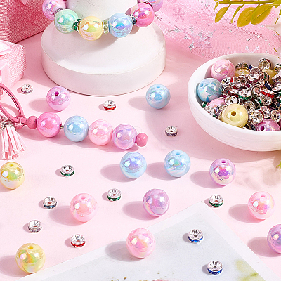 50Pcs Round Opaque Acrylic Beads MACR-SC0002-35-1