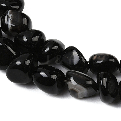 Natural Black Agate Beads Strands G-L630-F01-01H-1