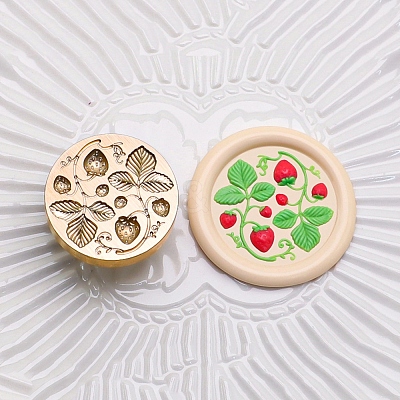 Golden Tone Round Wax Seal Brass Stamp Heads AJEW-Z034-01G-06-1