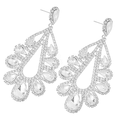Teardrop Brass with Rhinestone Stud Dangle Earrings FS-WGBB975-04-1