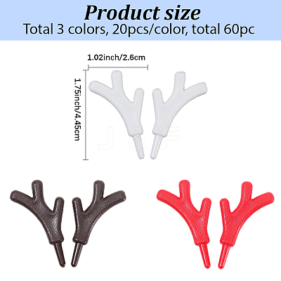 30 Pairs 3 Colors Plastic Snowman Hand Branch Antler AJEW-GF0012-64B-1