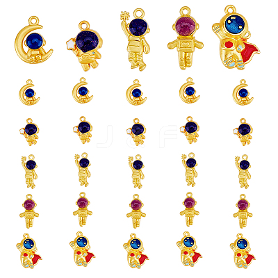 30Pcs 5 Style Rack Plating Alloy Enamel Pendants FIND-DC0002-09-1