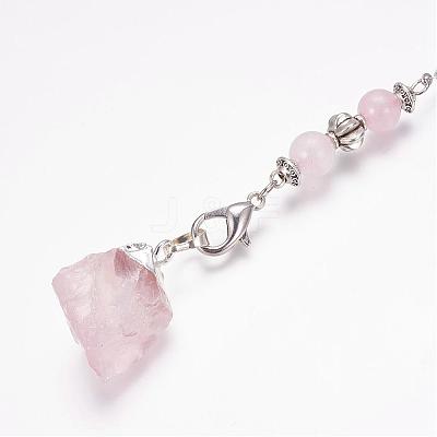 Rough Natural Rose Quartz Dowsing Pendulums PALLOY-JF00291-01-1