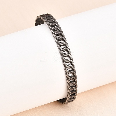 316 Surgical Stainless Steel Curb Chain Cuff Bangles BJEW-C125-01AS-1